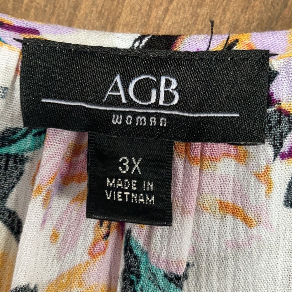 AGB floral print bell sleeve top boho tassel tie at neckline keyhole 3X - Picture 12 of 17